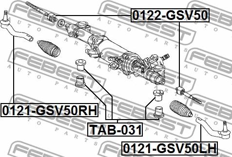 Febest 0121-GSV50RH - Наконечник рулевой тяги, шарнир autospares.lv