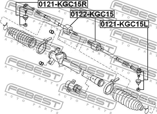 Febest 0121-KGC15R - Наконечник рулевой тяги, шарнир autospares.lv