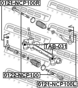 Febest 0121-NCP100R - Наконечник рулевой тяги, шарнир autospares.lv