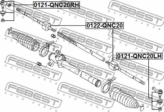 Febest 0122-QNC20 - Осевой шарнир, рулевая тяга autospares.lv