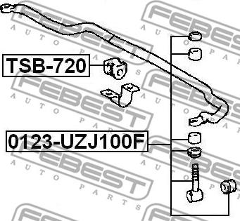 Febest 0123-UZJ100F - Тяга / стойка, стабилизатор autospares.lv