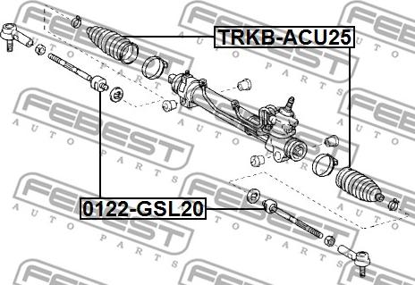 Febest 0122-GSL20 - Осевой шарнир, рулевая тяга autospares.lv