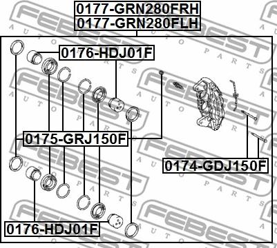 Febest 0177-GRN280FLH - Тормозной суппорт autospares.lv