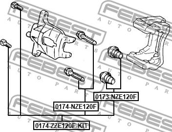 Febest 0174-ZZE120F-KIT - Направляющий болт, корпус скобы тормоза autospares.lv