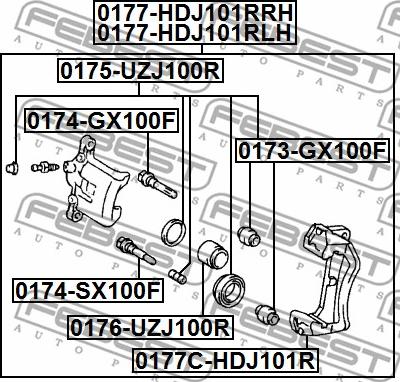 Febest 0177-HDJ101RRH - Тормозной суппорт autospares.lv