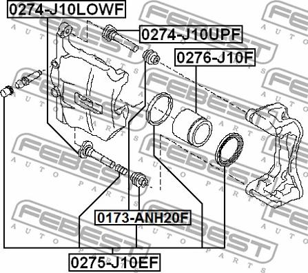 Febest 0274-J10UPF - Направляющий болт, корпус скобы тормоза autospares.lv