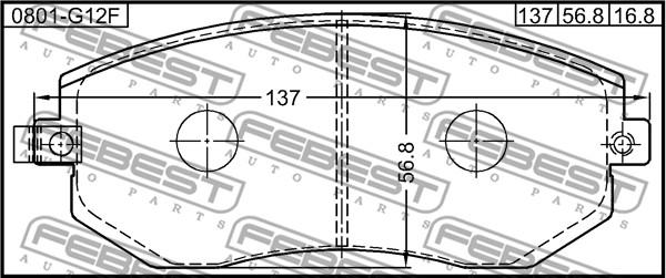 Febest 0801-G12F - Тормозные колодки, дисковые, комплект autospares.lv