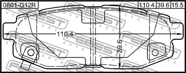 Febest 0801-G12R - Тормозные колодки, дисковые, комплект autospares.lv