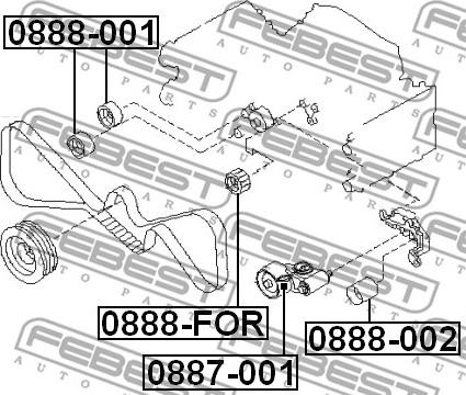 Febest 0888-001 - Направляющий ролик, зубчатый ремень ГРМ autospares.lv