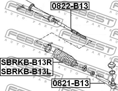 Febest 0822-B13 - Осевой шарнир, рулевая тяга autospares.lv