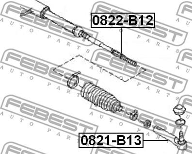 Febest 0822-B12 - Осевой шарнир, рулевая тяга autospares.lv