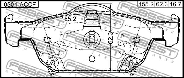 Febest 0301-ACCF - Тормозные колодки, дисковые, комплект autospares.lv