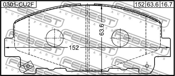 Febest 0301-CU2F - Тормозные колодки, дисковые, комплект autospares.lv