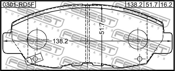 Febest 0301-RD5F - Тормозные колодки, дисковые, комплект autospares.lv