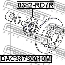 Febest DAC38730040M - Подшипник ступицы колеса autospares.lv