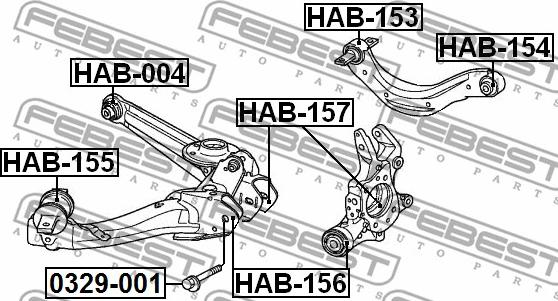 Febest HAB-155 - Сайлентблок, рычаг подвески колеса autospares.lv