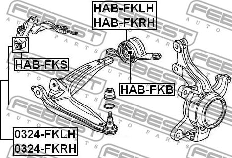 Febest HAB-FKRH - Сайлентблок, рычаг подвески колеса autospares.lv