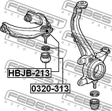 Febest 0320-313 - Шаровая опора, несущий / направляющий шарнир autospares.lv