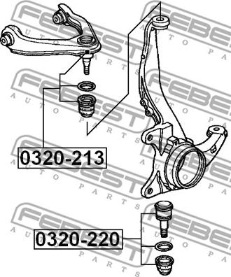 Febest 0320-213 - Шаровая опора, несущий / направляющий шарнир autospares.lv