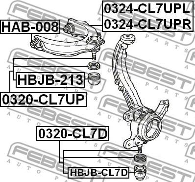 Febest 0320-CL7D - Шаровая опора, несущий / направляющий шарнир autospares.lv