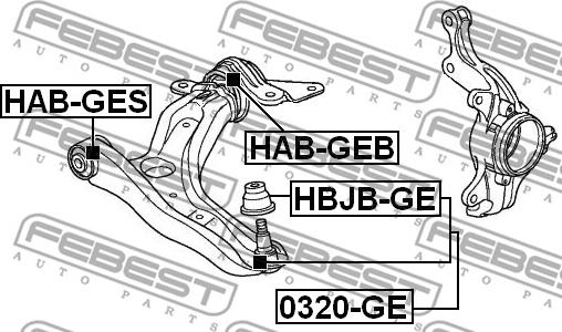 Febest 0320-GE - Шаровая опора, несущий / направляющий шарнир autospares.lv