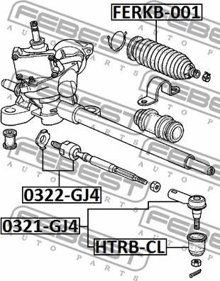 Febest 0321-GJ4 - Наконечник рулевой тяги, шарнир autospares.lv