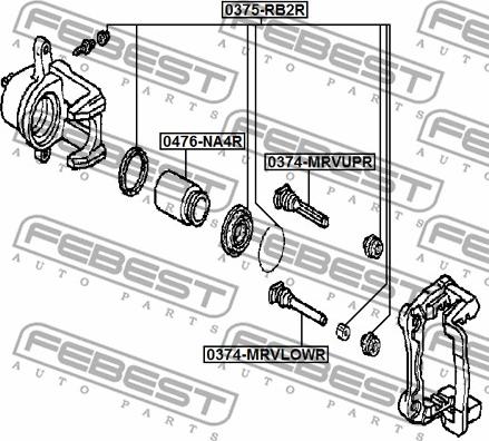 Febest 0374-MRVLOWR - Направляющий болт, корпус скобы тормоза autospares.lv