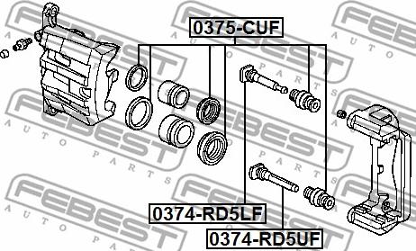Febest 0375-CUF - Ремкомплект, тормозной суппорт autospares.lv