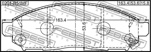 Febest 0201-R51MF - Тормозные колодки, дисковые, комплект autospares.lv