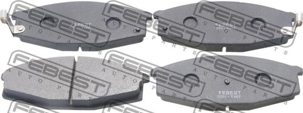 Febest 0201-Y60F - Тормозные колодки, дисковые, комплект autospares.lv