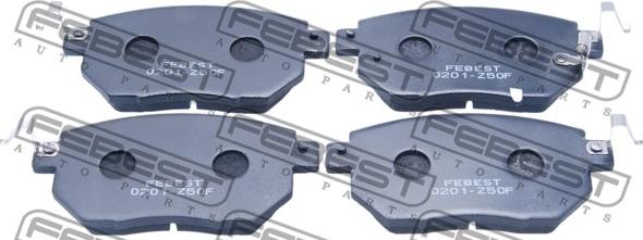 Febest 0201-Z50F - Тормозные колодки, дисковые, комплект autospares.lv