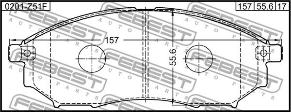 Febest 0201-Z51F - Тормозные колодки, дисковые, комплект autospares.lv