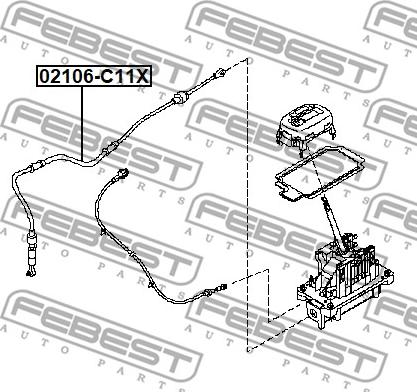 Febest 02106-C11X - Трос, автоматическая коробка передач autospares.lv