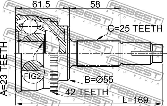 Febest 0210-017A42 - Шарнирный комплект, ШРУС, приводной вал autospares.lv