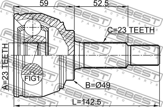 Febest 0210-E11E - Шарнирный комплект, ШРУС, приводной вал autospares.lv