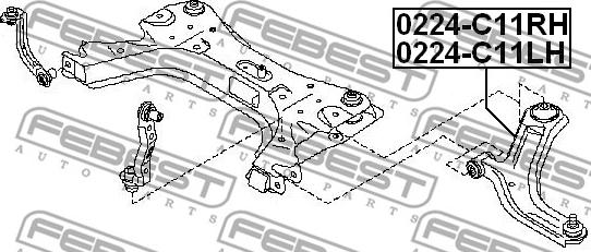 Febest 0224-C11LH - Рычаг подвески колеса autospares.lv