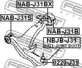 Febest NAB-J31S - Сайлентблок, рычаг подвески колеса autospares.lv