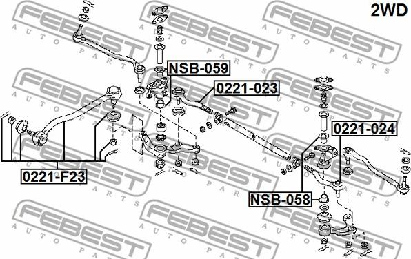 Febest NSB-059 - Втулка, рычаг поворотного кулака autospares.lv