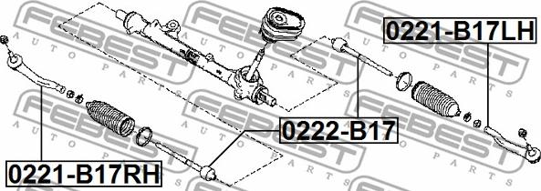 Febest 0222-B17 - Осевой шарнир, рулевая тяга autospares.lv