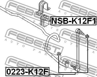 Febest 0223-K12F - Тяга / стойка, стабилизатор autospares.lv
