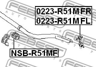 Febest 0223-R51MFL - Тяга / стойка, стабилизатор autospares.lv