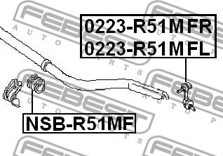 Febest 0223-R51MFR - Тяга / стойка, стабилизатор autospares.lv