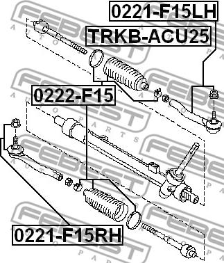 Febest 0222-F15 - Осевой шарнир, рулевая тяга autospares.lv