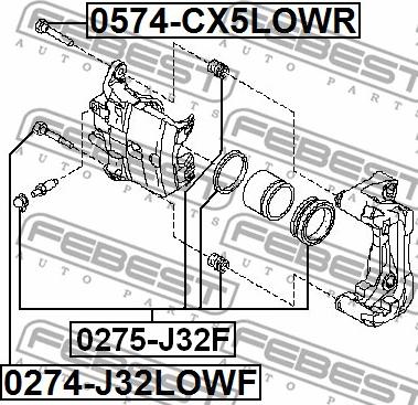 Febest 0274-J32LOWF - Направляющий болт, корпус скобы тормоза autospares.lv