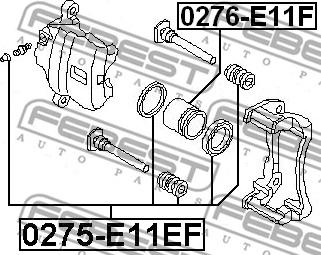 Febest 0275-E11EF - Ремкомплект, тормозной суппорт autospares.lv