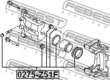 Febest 0275-Z51F - Ремкомплект, тормозной суппорт autospares.lv