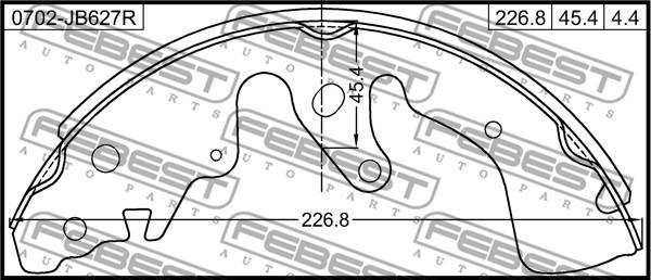 Febest 0702-JB627R - Комплект тормозных колодок, барабанные autospares.lv