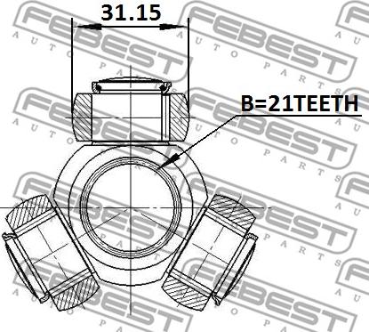 Febest 0716-RH416 - Трипоид, муфта с шипами, приводной вал autospares.lv