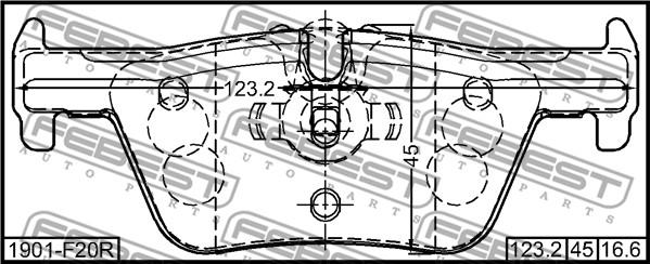 Febest 1901-F20R - Тормозные колодки, дисковые, комплект autospares.lv