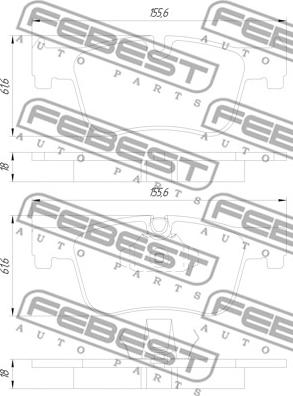 Febest 1901-F21F - Тормозные колодки, дисковые, комплект autospares.lv